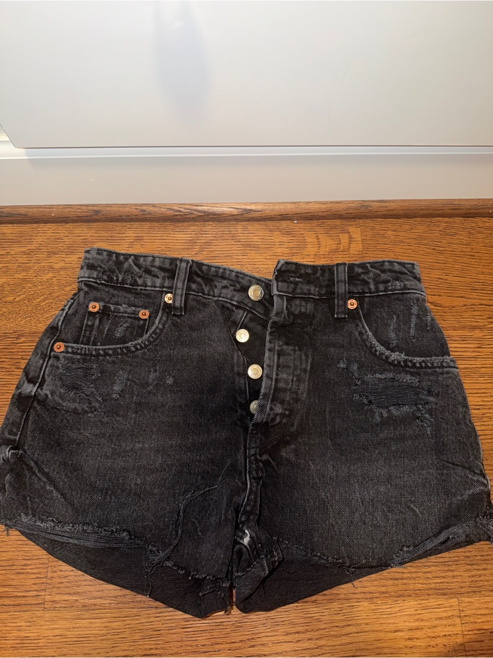 Zara Black High-Rise Denim Shorts